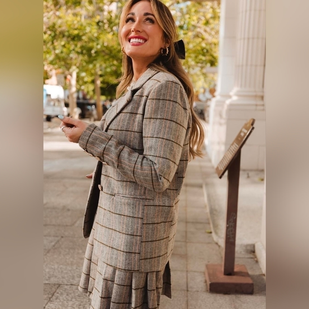 Ivy City Co Gray Herringbone Plaid Marren Blazer Size Large